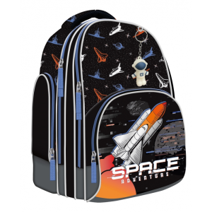 Ghiozdan St.Majewski Bambino Space, 37cm, 2 compartimente, 3 buzunare, negru, 650703