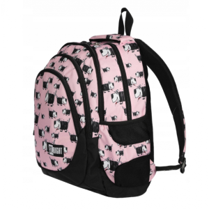 Ghiozdan St.Majewski St.Right Dogs, 43cm, 4 compartimente, 2 buzunare, roz cu negru, BP-06 / 620690