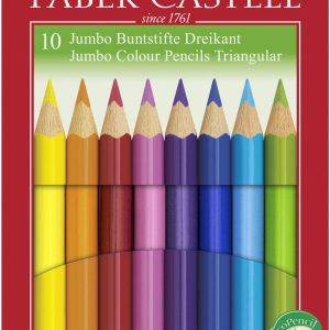 CREIOANE COLORATE JUMBO 10 CULORI + ASCUTITOARE FABER-CASTELL