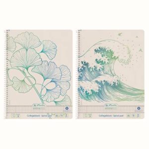 Caiet A4, 70 file, spirală, pătrățele, Blue Angel Ginkgo Greenline