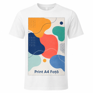 Tricou din bumbac unisex personalizat A4 față, culori diverse, mărimi XS–XXL