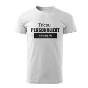 Tricou sintetic unisex personalizat, alb, mărimi XS–XXL