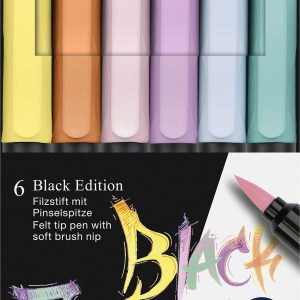 BRUSH PENS BLACK EDITION SET 6 CULORI PASTEL FABER-CASTELL