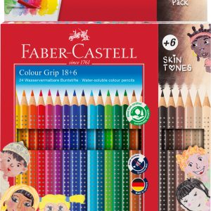 CREIOANE COLORATE 18+6 CULORI + TONURILE PIELII GRIP 2001 FABER-CASTELL