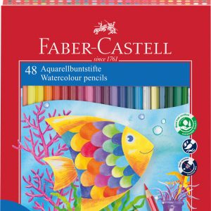CREIOANE COLORATE ACUARELA 48 BUC + PENSULA FABER-CASTELL