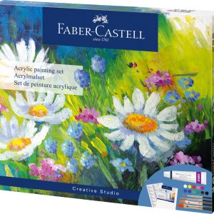SET ACRILIC CREATIV 18 PIESE (12 CULORI ACRILICE x 9ML + CANVAS+ PALETA+ 4 PENSULE) FABER-CASTELL