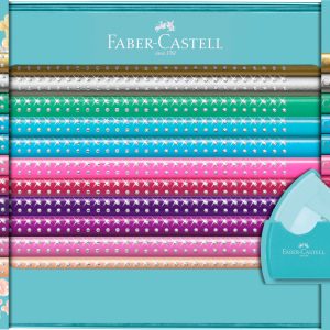 SET CADOU 20 CREIOANE COLORATE SPARKLE + ASC. SLEEVE FABER-CASTE