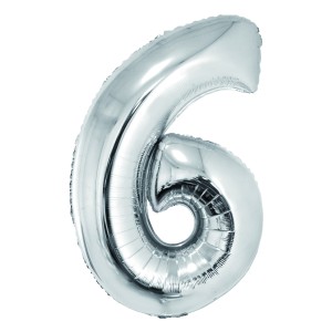 BALON FOLIE CIFRA 6 ARGINTIU 100 CM DACO BL1006AG