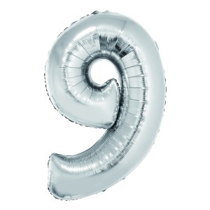 BALON FOLIE CIFRA 9 ARGINTIU 100 CM DACO BL1009AG