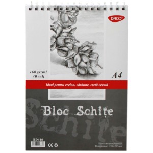BLOC A4 SCHITE 160G 30 FILE DACO BD416