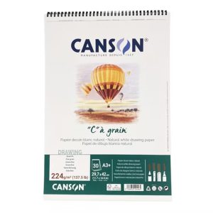 Bloc de Desen Canson C a grain cu spirala pe latura scurta 224g/mp