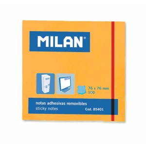 BLOC NOTES ADEZIV 76X76 NEON PORTOCALIU MILAN 85435