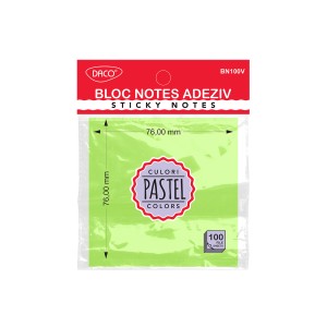 BLOC NOTES ADEZIV 76X76 VERDE PASTEL DACO BN100V