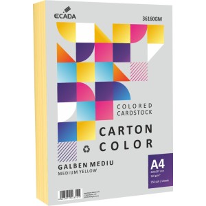 CARTON COLOR 160G/MP A4 250 COLI ECADA GALBEN MEDIU 36160GM