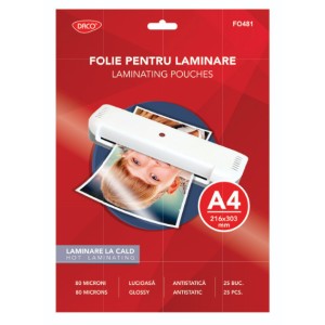 FOLIE LAMINARE A4 80 MICRONI 25/TOP DACO FO481
