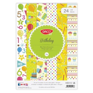 HARTIE DECORATIVA A4 24 COLI BIRTHDAY DACO HR932