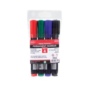 Set 4 markere permanente DACO MK130, vârf rotund 3 mm, 4 culori