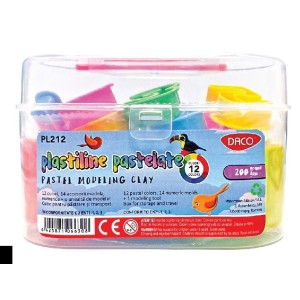 PLASTILINA 12C 15 ACCESORII 200G PASTEL DACO PL212