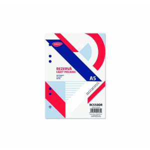 Rezervă caiet mecanic A5 DACO, 50 file, 70 g/mp, matematică sau dictando