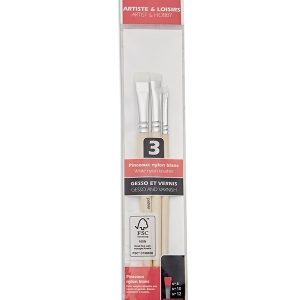 Set 3 pensule, par sintetic, fibre scurte albe, varf lat Pebeo 952604
