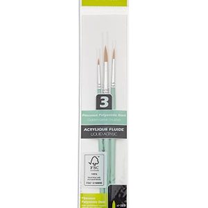 Set 3 pensule sintetice cu varf rotund Pebeo 952309