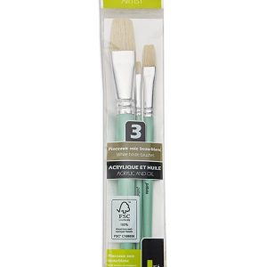 Set 3 pensule, varf plat, par de porc Pebeo 952314