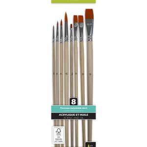 Set 8 pensule late si rotunde, par sintetic Pebeo 952404
