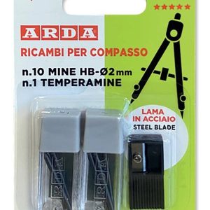 Set mine 2mm pentru compas + ascutitoare Arda COMIN