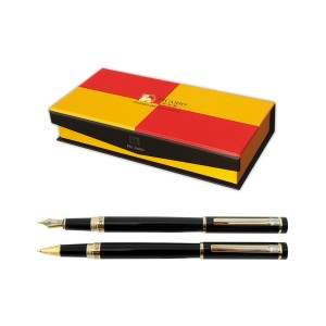 Set stilou și pix roller PICASSO 908, corp metalic cu ornamente elegante