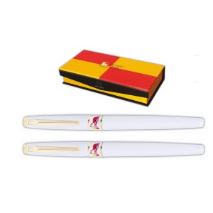 Set stilou și pix PICASSO 966, corp metalic cu ornamente aurite, diverse culori