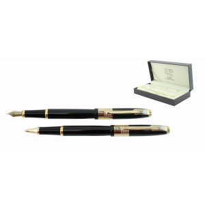 Set stilou și pix roller PICASSO 999, corp metalic cu ornamente aurite, diverse culori