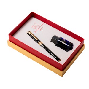 Set stilou PICASSO 688S cu călimară și ornamente aurii, diverse culori