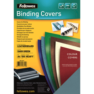 Coperti carton Fellowes A4 250 gr imitatie piele verde 100/top
