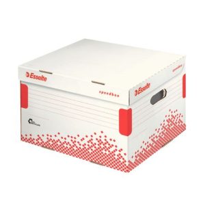 Container arhivare si transport cu capac carton reciclat si reciclabil cu capac alb Esselte Speedbox, ESS623913